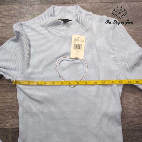 Guess Long Sleeve Ribbed Top Size L - Picture 3 of 5